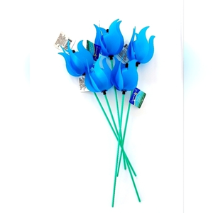 5 piece set Blue Tulip Spinner Garden Stakes decorative summer‎ flower pinwheel